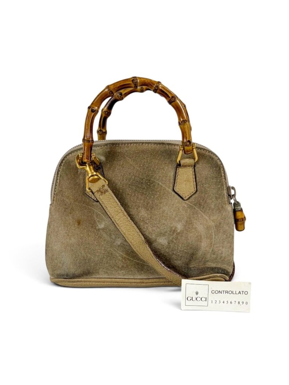 Gucci Bamboo Mini Hand Bag 2-Way Handle Mini Handbag Suede Leather
